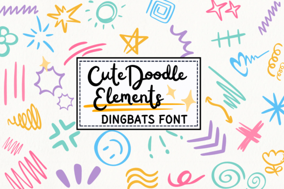 Cute Doodle Elements: A Playful Dingbats Font for Creative Projects